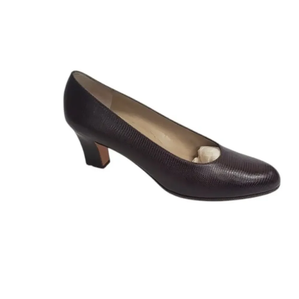 Salvatore Ferragamo Women's Vintage Nilla Shoes Pumps Dark Brown Size 8.5 AA